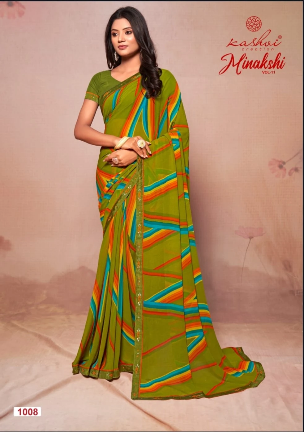 Kashvi Creation Minakshi Vol 11 Georgette Wholesale Fancy Sarees Catalog — Wholesale Sarees, Kashvi Creation wholesale from Surat - Gallery Image 9